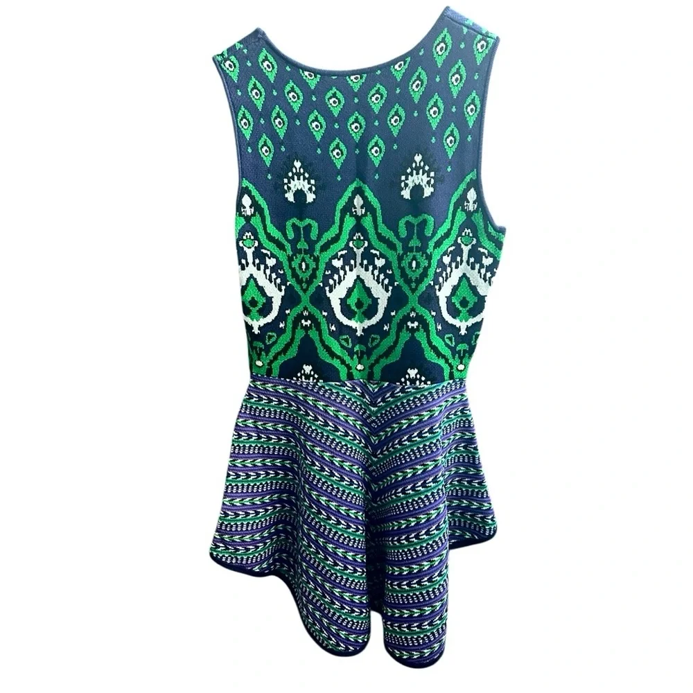 Ethnic geometric tribal ikat pattern Aztec native boho wool women knit top Size2